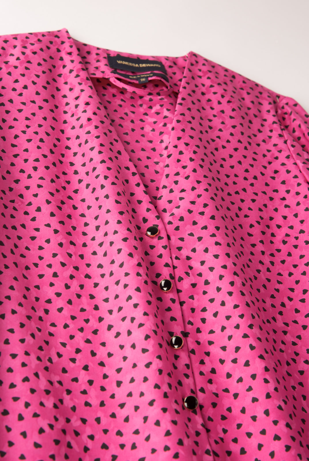 Robe Flora rose vif, à motif coeur, à porter droite ou ceinturée, vanessa seward