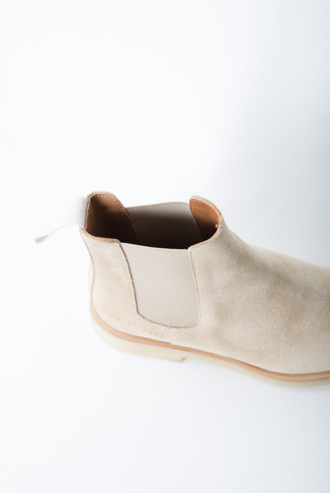 chelsea boots, taupe, détails élastique, common projects