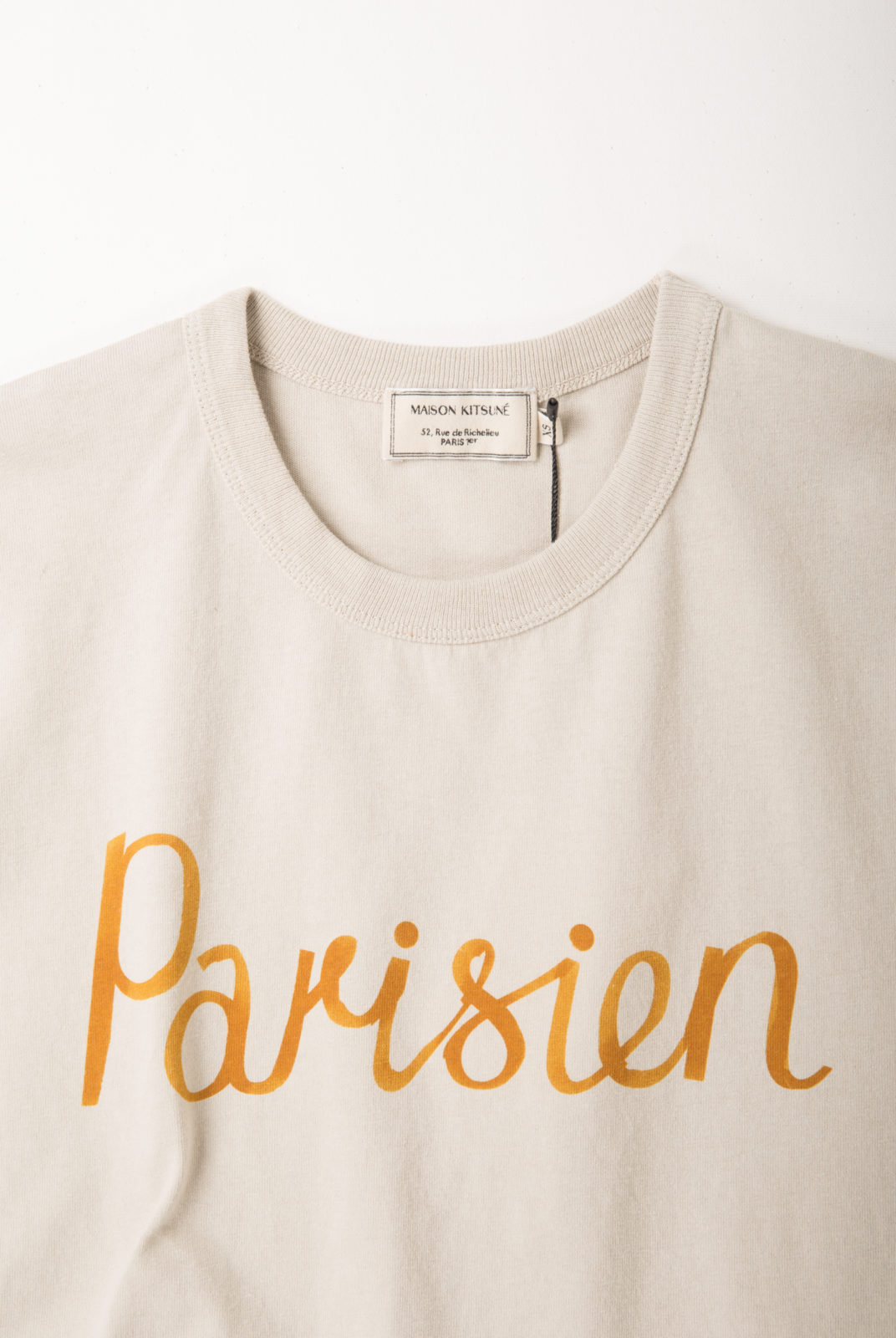 tshirt, grège, coton, parisien, manche courte, encolure ronde, kitsune