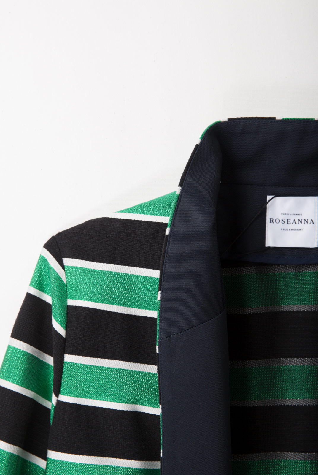 veste, coton mélangé, rayure verte et noire, roseanna