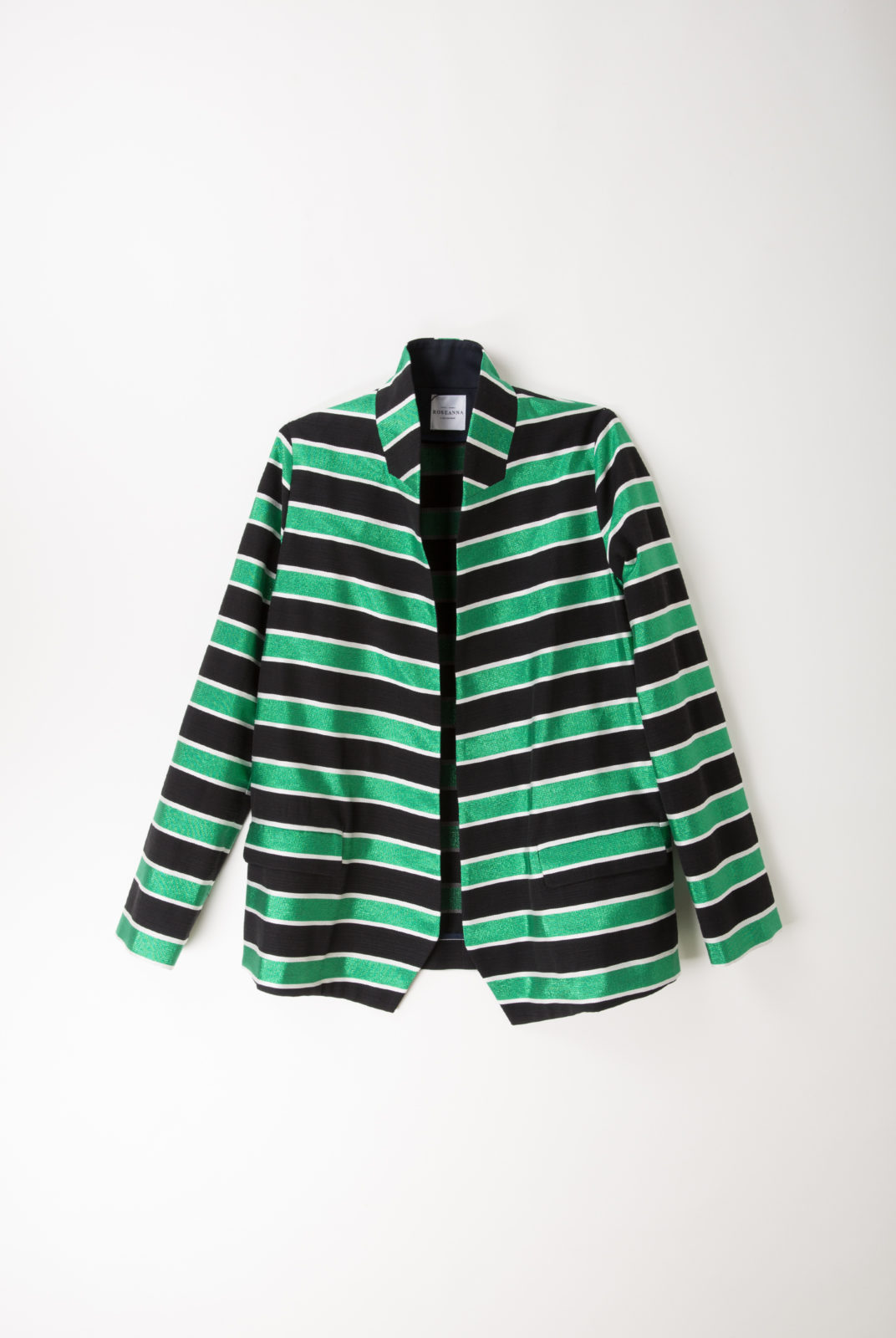 veste, coton mélangé, rayure verte et noire, roseanna